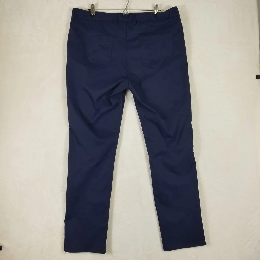 Peter Millar Tech‎ Golf Pants Mens 38x32 Navy Blue 5-Pocket Performance Chinos
